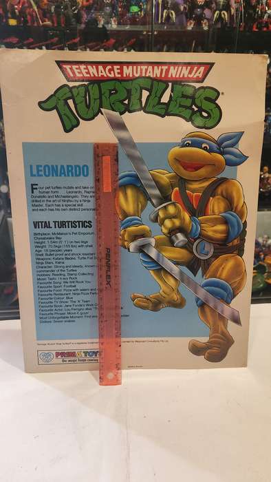 1990 Tmnt Vintage Prima Toys Leonardo Poster Card Teenage Mutant Ninja Turtles
