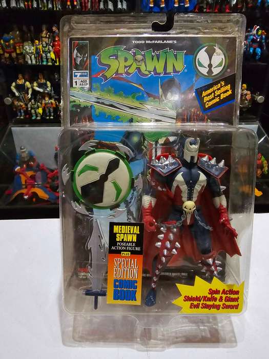 Moc 1994 Mcfarlane Medieval Spawn With Comic Book Vintage Figure