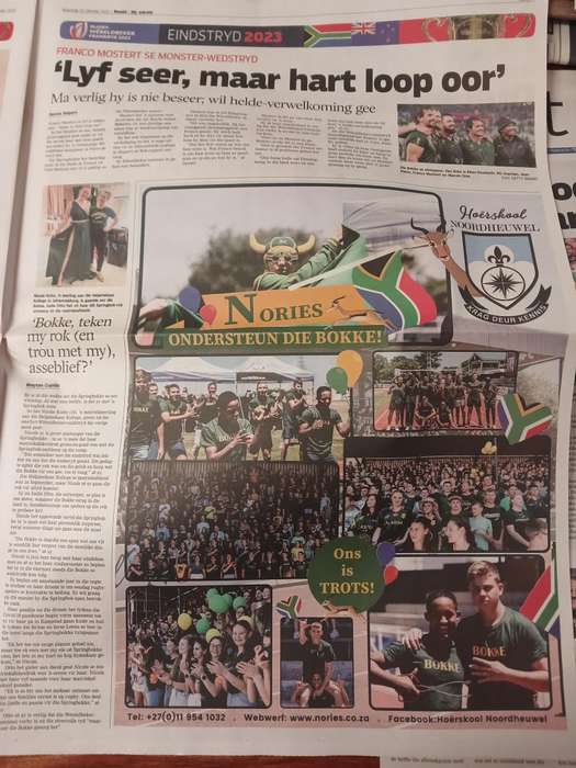 News Paper -  Springboks 2023 Rugby World Cup