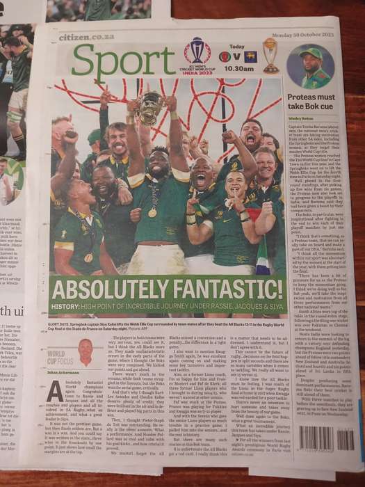 News Paper -  Springboks 2023 Rugby World Cup