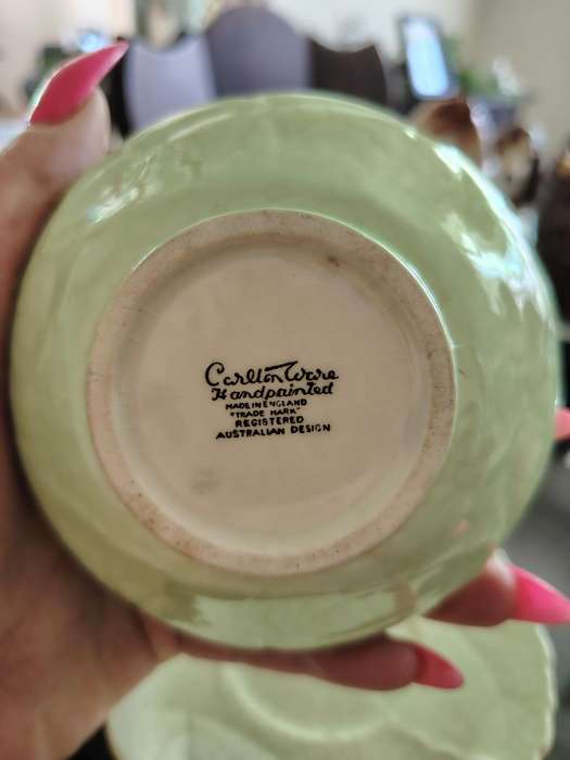 Vintage Carlton ware lidded sugar bowl with small plate