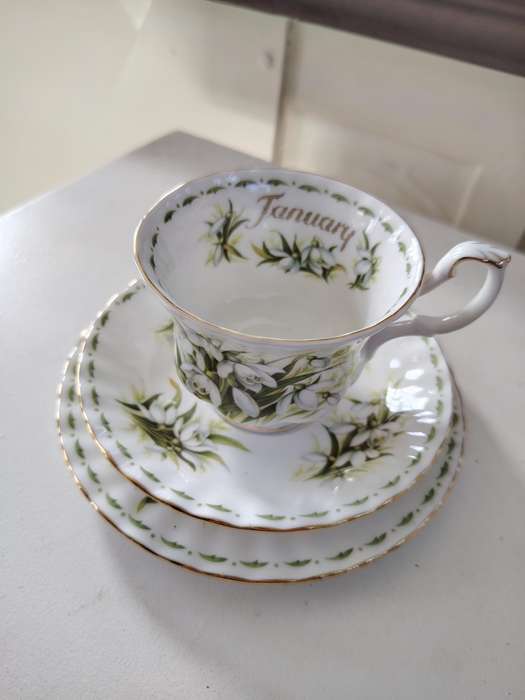 Royal Albert Snowdrops January Flower of the month trio
