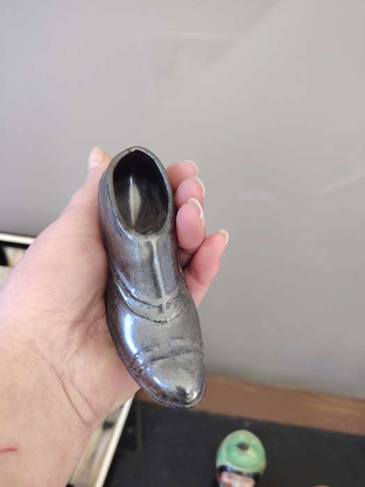 Victorian style pewter shoe ornament trinket holder