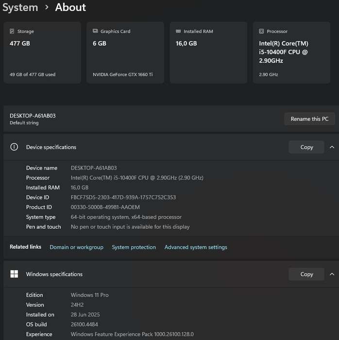Gaming PC with ARGB, GTX1660 Ti 6Gb GPU, i5-10400F CPU, 16Gb RAM, 512Gb NvMe, Win 11 Pro