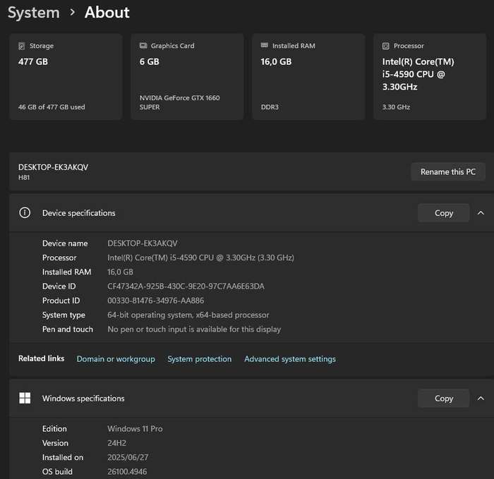 Gaming PC with ARGB, GT1660 Super 6Gb GPU, i5-4590 CPU, 16Gb RAM, 512Gb NvMe, Win 11 Pro