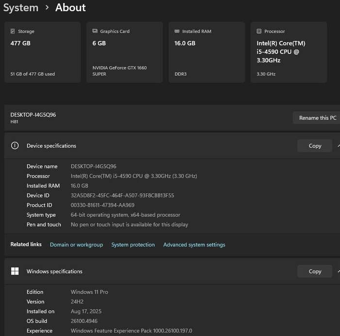 Gaming PC with static ARGB, GTX1660 Super 6Gb GPU, i5-4590 CPU, 16Gb RAM, 512Gb NvMe, Win 11 Pro