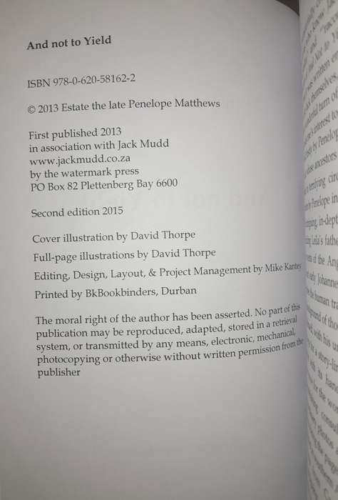 And not to yield - Penelope Matthews
