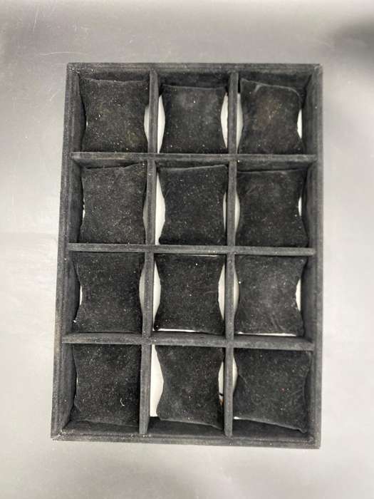 Velvet 12 Grids Jewelry Watch Display Storage Tray - Black (Preowned)