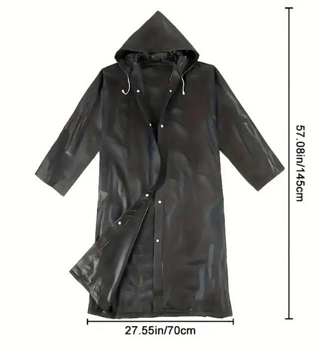 Extra Long and Thick Adult Raincoat with Drawstring Hood