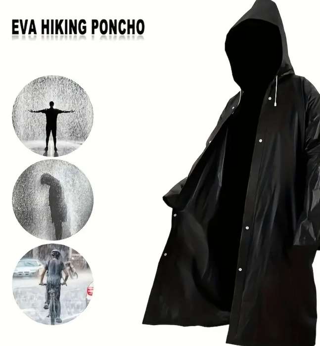 Extra Long and Thick Adult Raincoat with Drawstring Hood