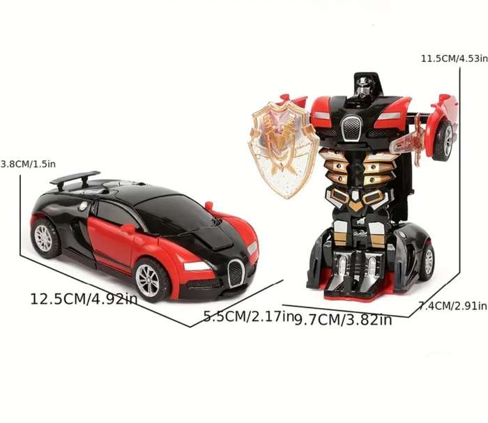 One-Button Impact Deformation Car, with Random 2 Weapon Sets, Toy Car