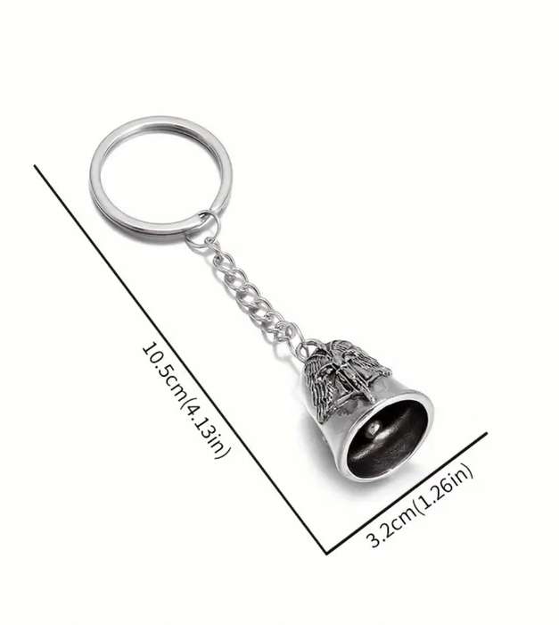 LET THIS BELL RING FOREVER! Angel Bell Motorcycle Keychain, Zinc Alloy Fashionable Keyring