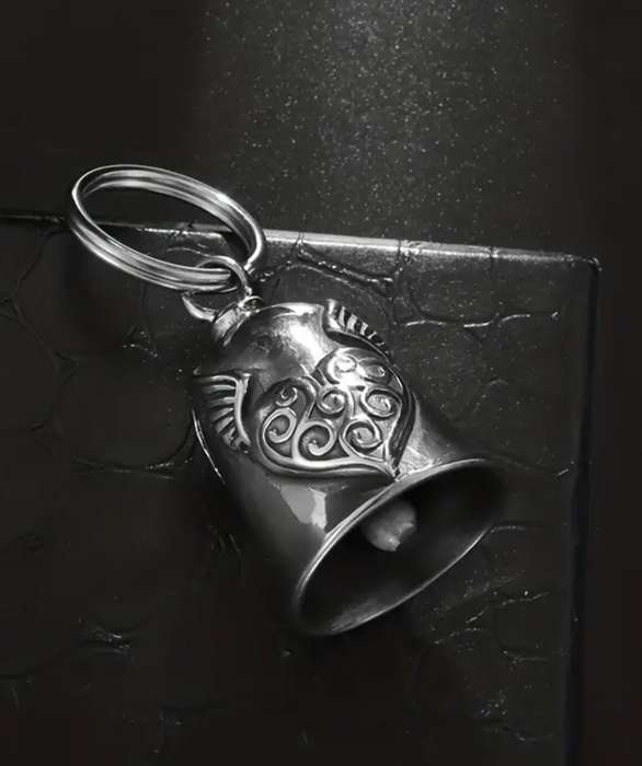 LET THIS BELL RING FOREVER! Wind Angel Wings Love Bell Pendant Motorcycle Riding Amulet Keyring