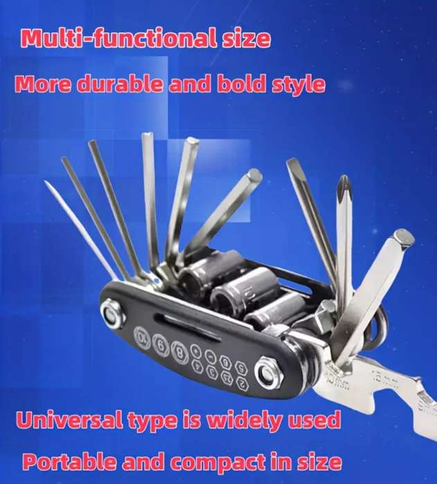 16-in-1 Stainless Steel Portable Folding Multitool with Hex Keys, Universal Screwdriver Set