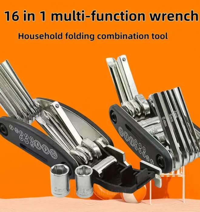16-in-1 Stainless Steel Portable Folding Multitool with Hex Keys, Universal Screwdriver Set