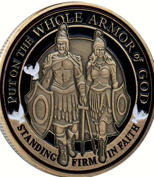 Double Knight Challenge Coin - Antique Bronze Finish