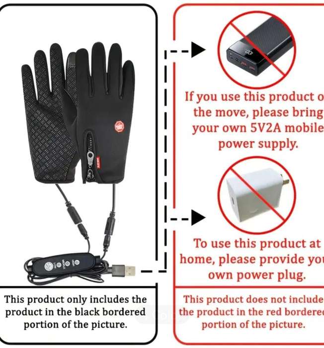 USB Heated Gloves with 3 Heat Settings Size M
