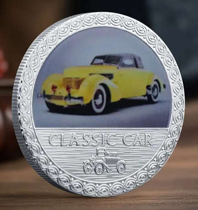 5pc Vintage Classic Car Commemorative Coins Set In Protective Capsules