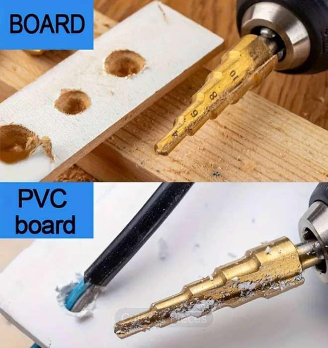 6pcs Titanium-Coated Chrome Vanadium Drill Bit Set with Red Storage Case