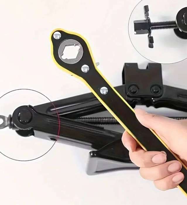 Heavy-Duty Metal Metal Tire Jack Wrench, 360° Rotating Knob