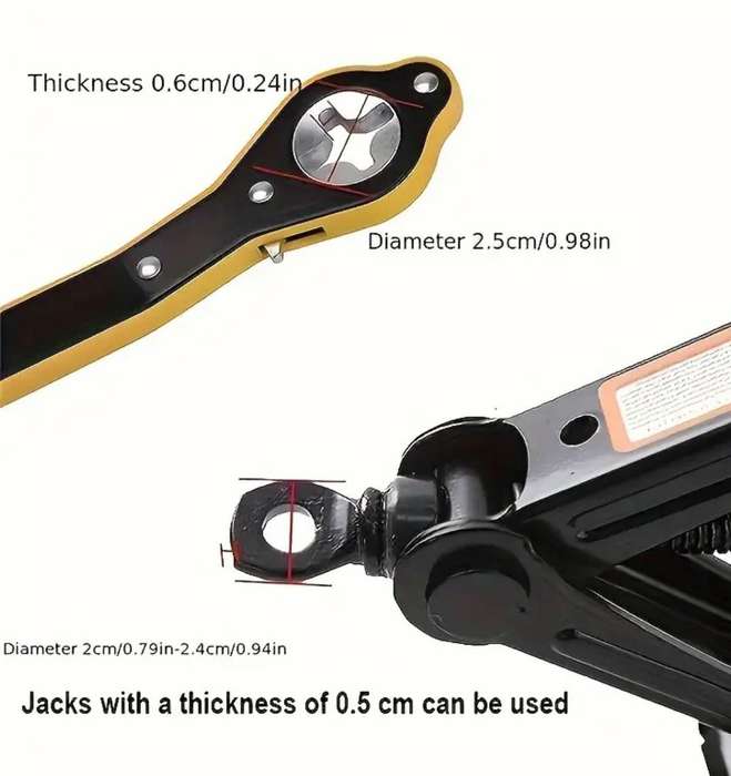 Heavy-Duty Metal Metal Tire Jack Wrench, 360° Rotating Knob