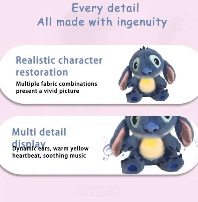 The Stitch Stuffed Animal with Sensory Details & Rhythmic Breathing Motion
