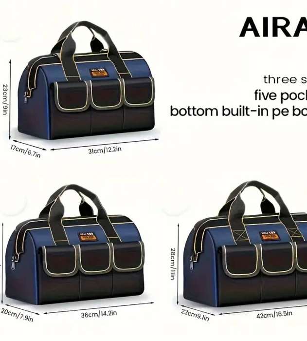 AIRAJ 3pcs Heavy-Duty Tool Bags - Large Capacity - Blue