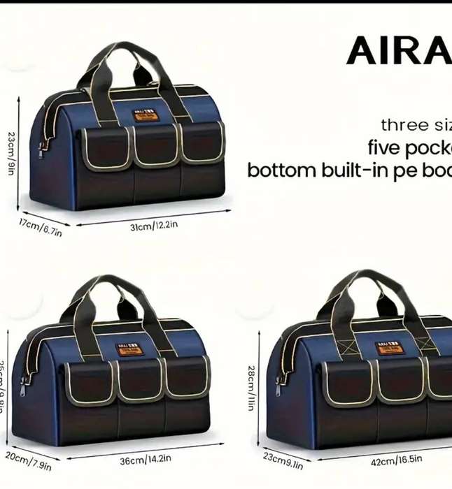 AIRAJ 3pcs Heavy-Duty Tool Bags - Large Capacity - Blue