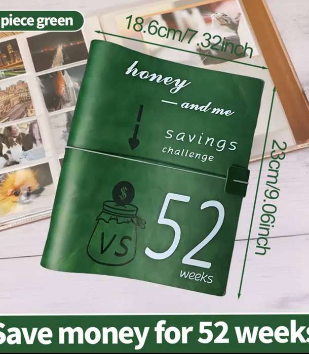 Vintage Look Savings Book with 13 Pages and 52 Card Slots for Week Savings Challenge