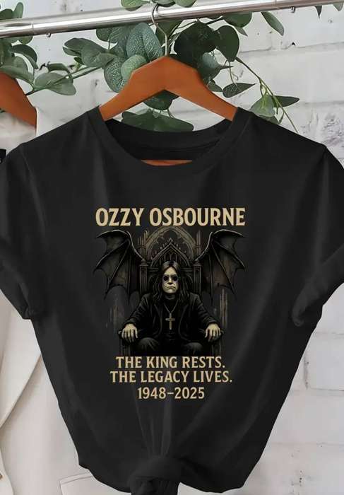 Women's Ozzy Osbourne Tribute T-Shirt - Gothic Heavy Metal Graphic Tee with "The King Rest"  - M