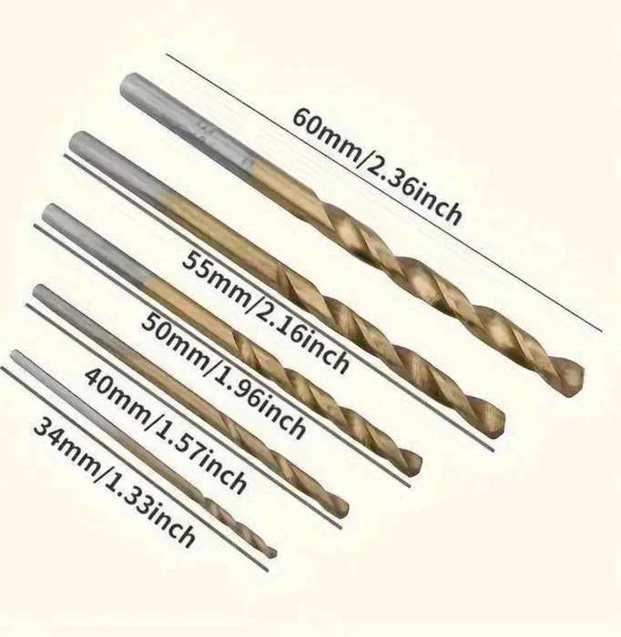 50pcs Titanium Coated High-Speed Steel Drill Bit Set