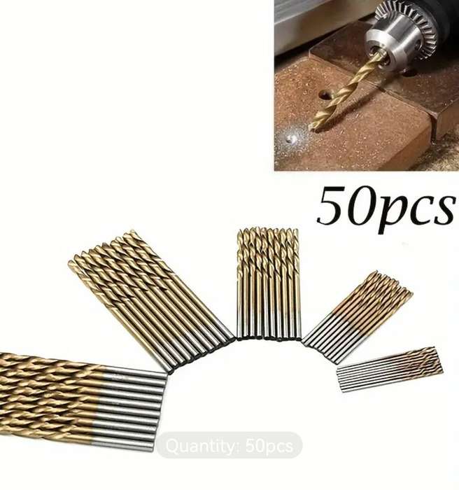 50pcs Titanium Coated High-Speed Steel Drill Bit Set