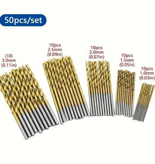 50pcs Titanium Coated High-Speed Steel Drill Bit Set