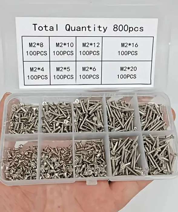 800pcs Self Wood Screws Set, M2 Phillips Flat Head Sheet Metal Screw, Self Screws Assortment Kit