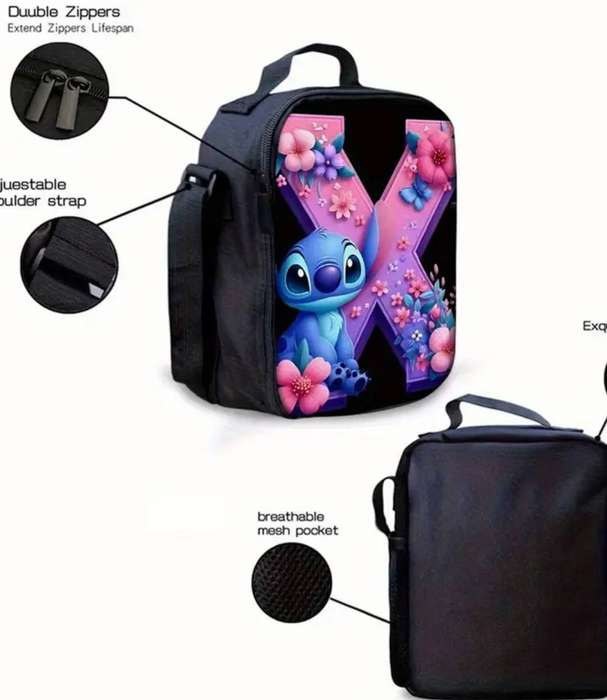 3pcs Stitch Backpack Set - Letter M
