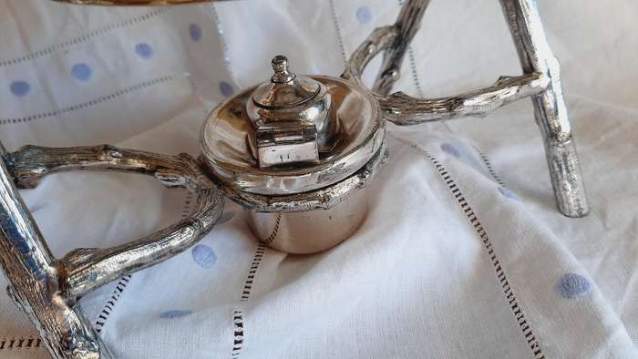 Antique silverplated teapot - with burner