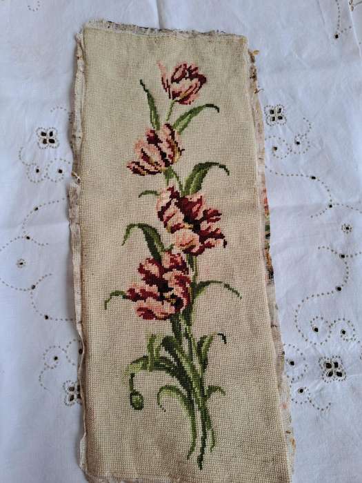 Completed tapestry of flowers - 22 x 54cm