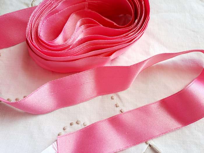 Bright pink satin ribbon 2,3cm wide - 3m length