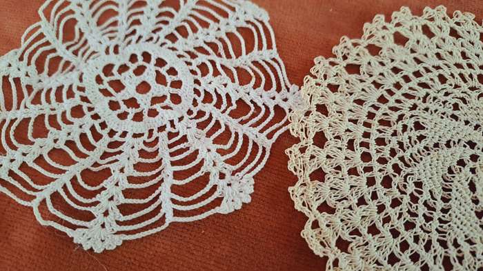Three small crochet doilies 10-12cm