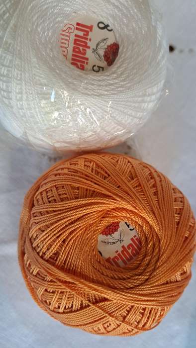 2 balls crochet yarn no. 8 Tridalia -almost new