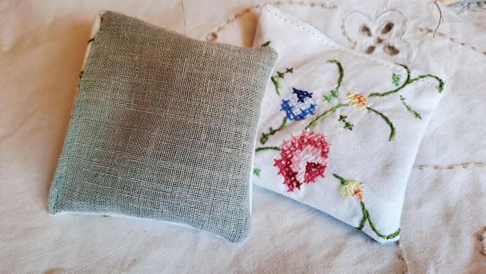 Lavender sachets using repurposed linens