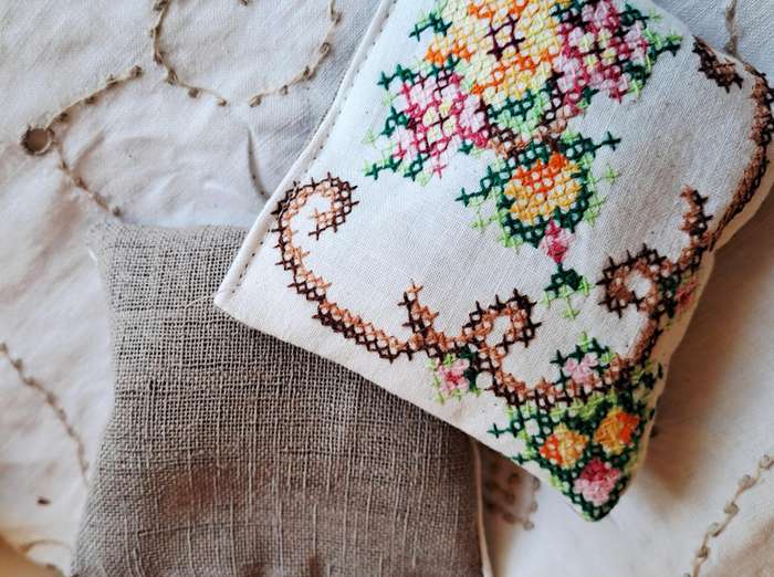 Lavender sachets using repurposed linens
