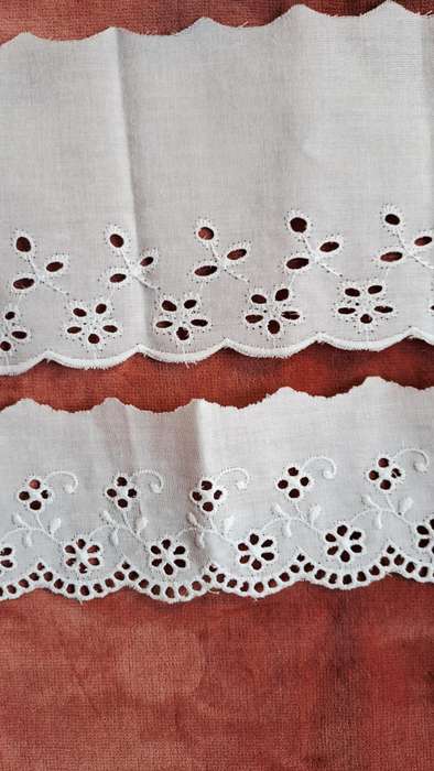 Broderie anglais trim - 2 metres in total (1m of each)