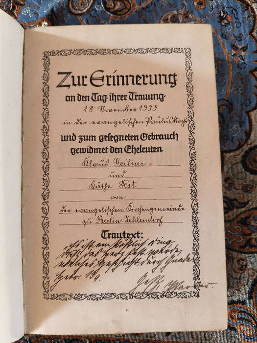 Antique German WWII Bible (Wedding Bible, 1939)  Preußische Hauptbibelgesellschaft, Berlin