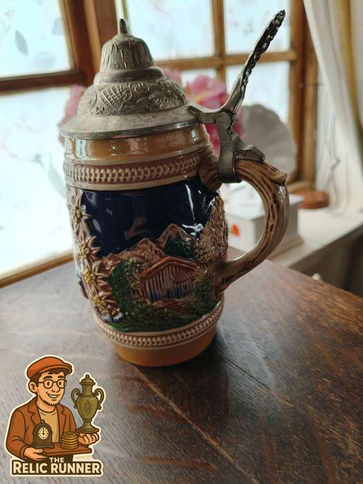 Vintage Gerz West Germany Beer Stein  Robin Hood Theme with Pewter Lid