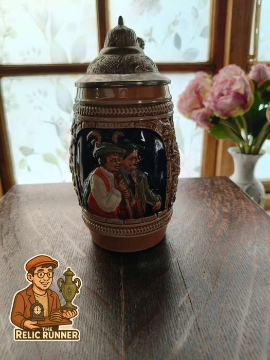 Vintage Gerz West Germany Beer Stein  Robin Hood Theme with Pewter Lid