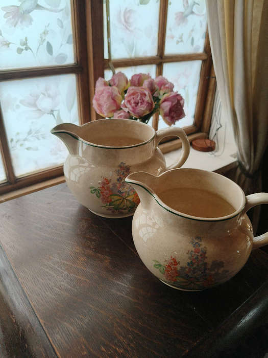 Vintage Arthur Wood Floral Pitchers  Set of 2 (Pattern 4285, Made in England)