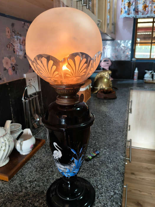 Antique Hand-Painted Kerosene Lamp  Schneider & Jablonski Berlin