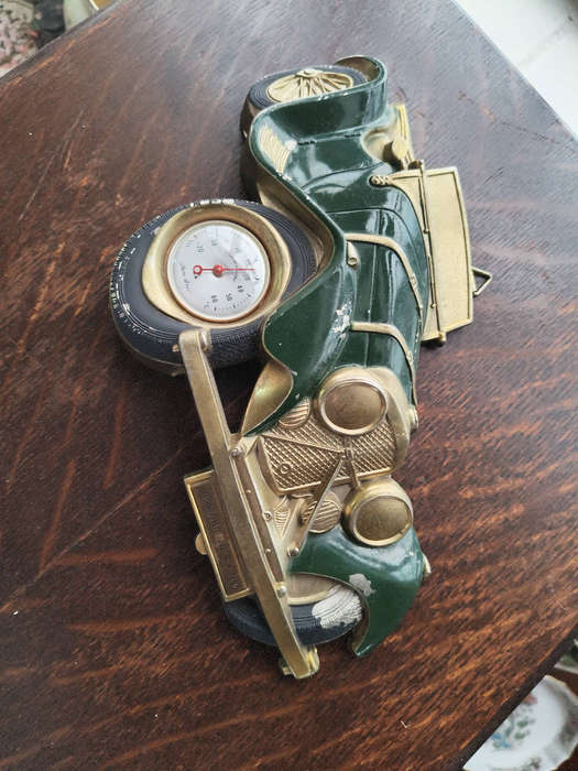 Vintage Metal Jaguar SS100 Wall Thermometer  Tulip Brands / Elweco