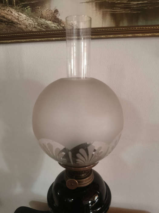 Antique Hand-Painted Kerosene Lamp  Schneider & Jablonski Berlin